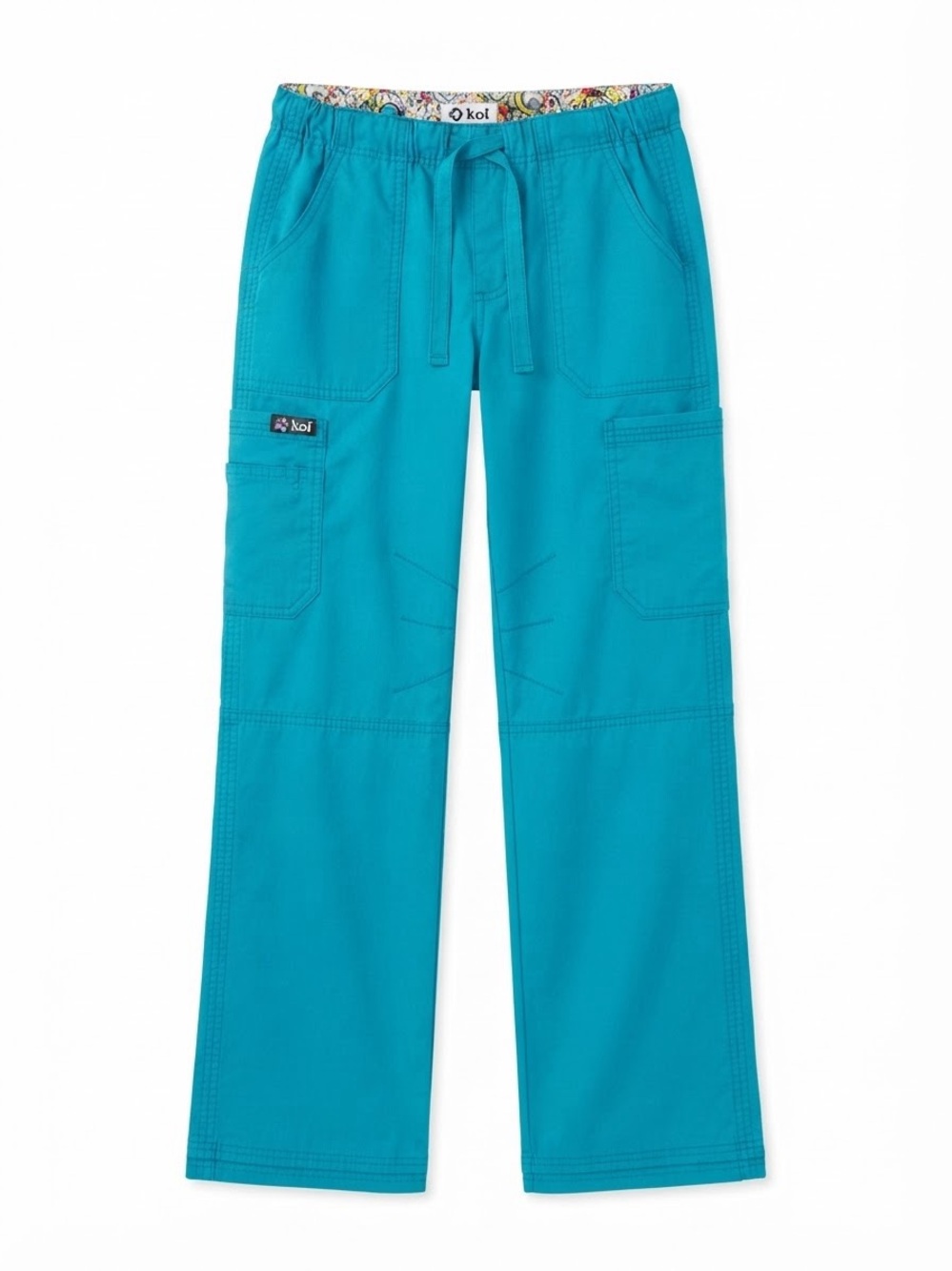 Koi Classics 701 Lindsey Women's Cargo Scrub Pants - Turquoise Blue small Petite